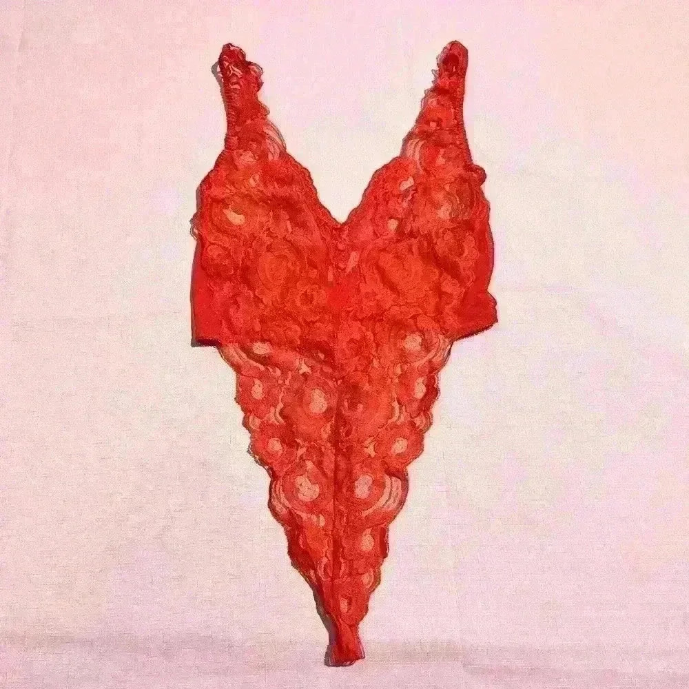 Vintage Victorias Secret Gold Label Lace High Cut Thong Teddy Bodysuit Romper